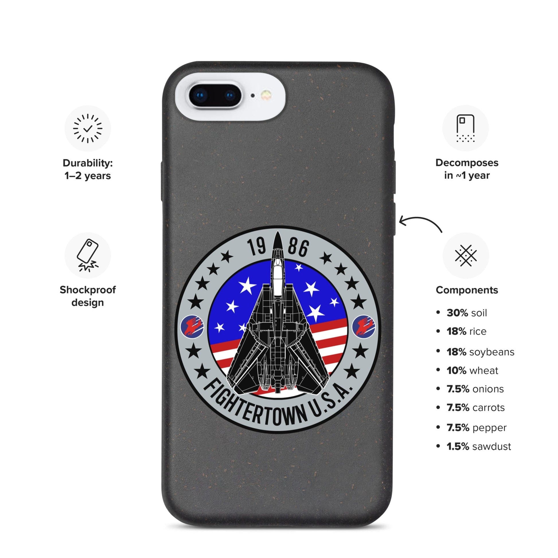 Top Gun Fans Mobile Phone Cases iPhone 7 Plus/8 Plus F-14 Tomcat Fightertown Organic iPhone Case