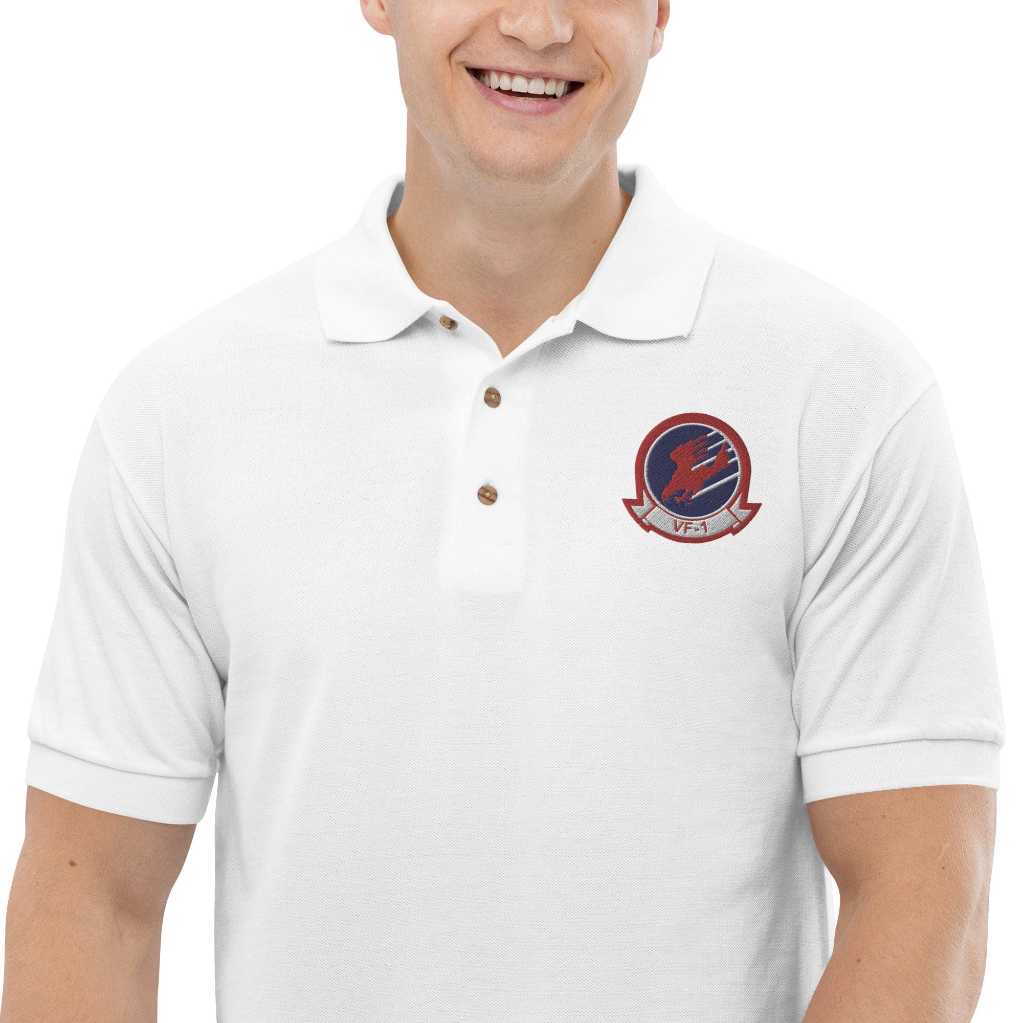 Top Gun Fans Shirts & Tops M VF-1 Insignia Mens Embroidered Polo Shirt