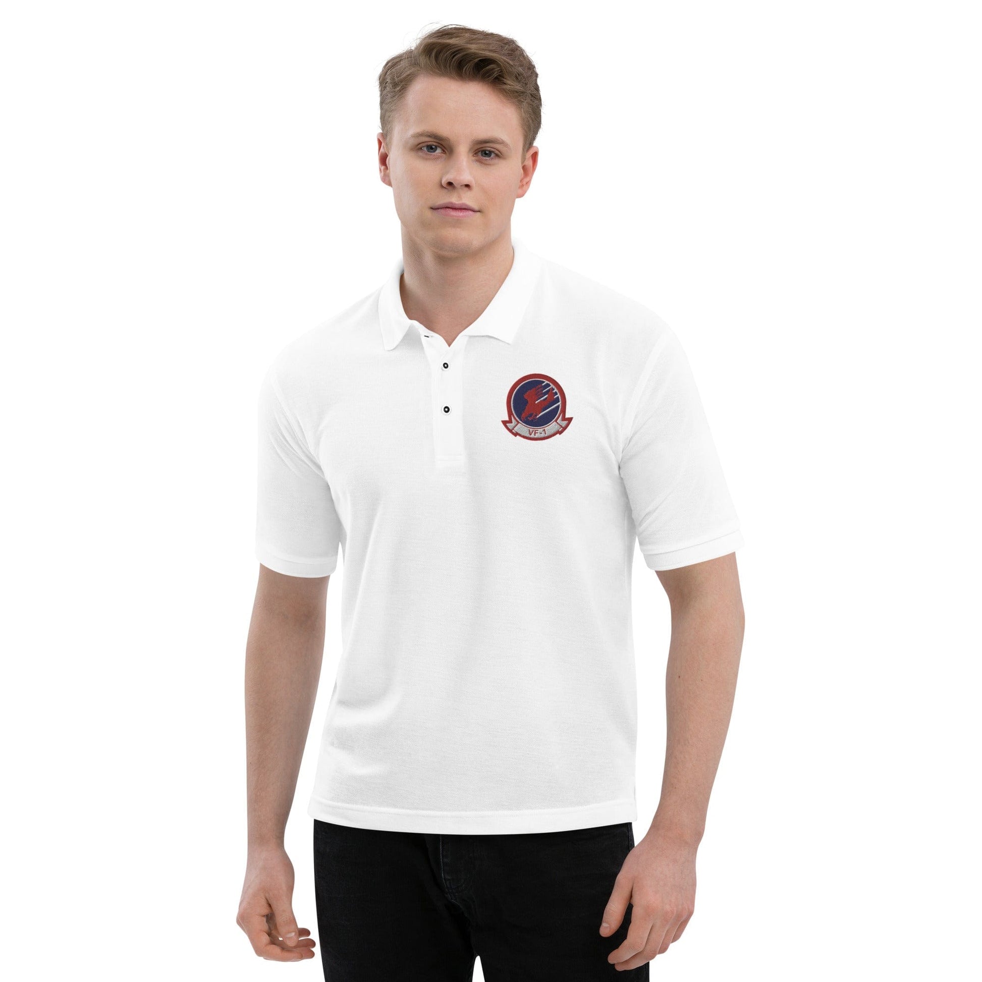Top Gun Fans Shirts & Tops VF-1 Insignia Embroidered Men's Premium Polo Shirt